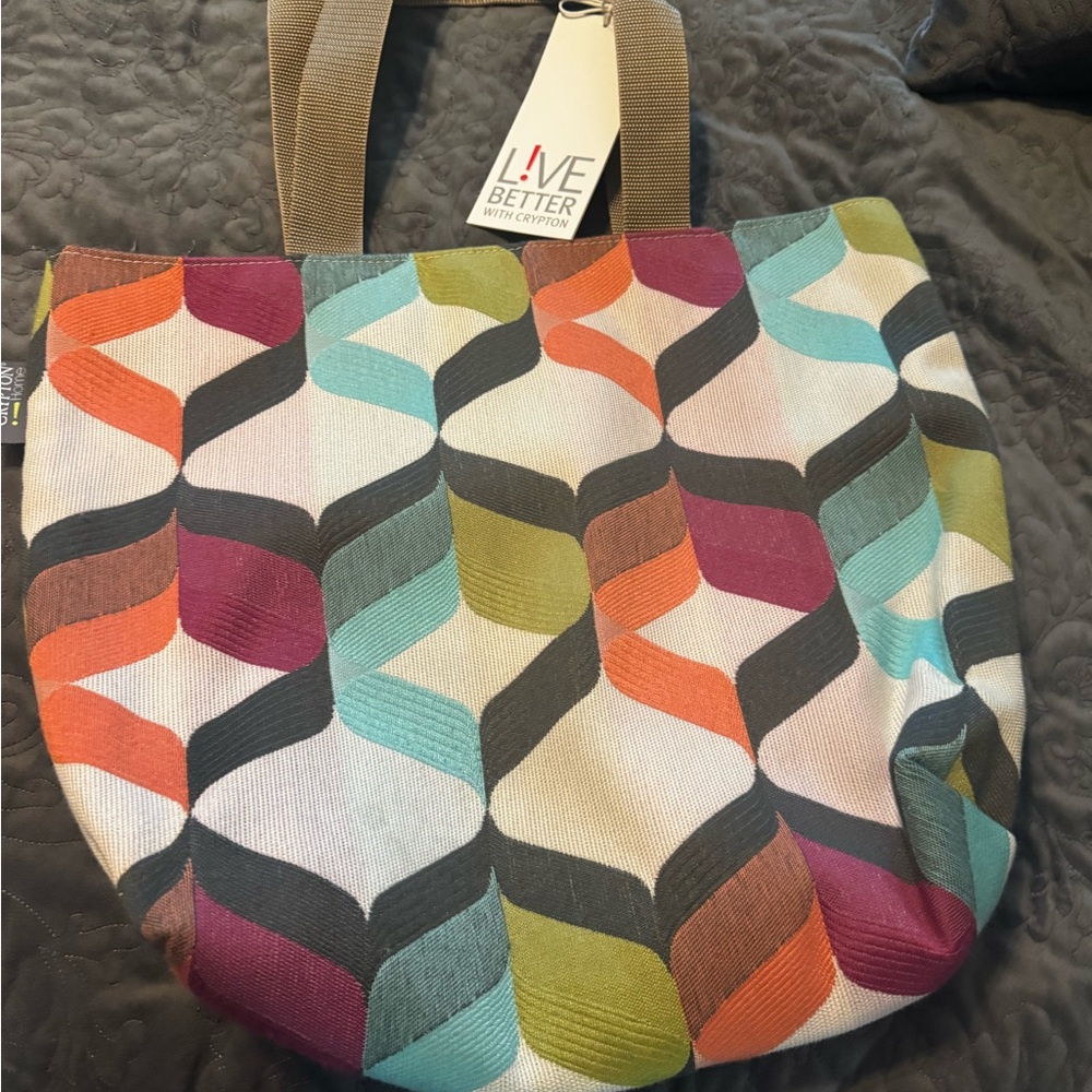 Colorful Geometric Tote Bag. Made by Crypto with recycled fabric technology